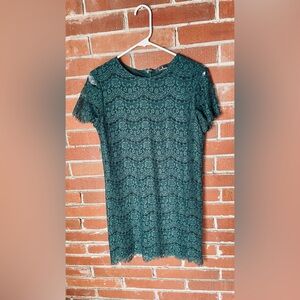 Lulu's forest green dress, Lace Overlay Dress.